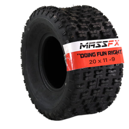 MASSFX  20x11-9 Rear Tire for Sport Quad All-Terrain (ATV), Utility-Task (UTV), and Side-by-Side (SxS) Vehicles - 4-Ply with 12mm Tread Depth 20x11x9
