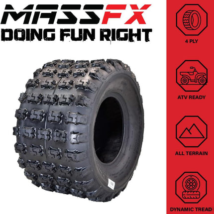 MASSFX  20x11-9 Rear Tire for Sport Quad All-Terrain (ATV), Utility-Task (UTV), and Side-by-Side (SxS) Vehicles - 4-Ply with 12mm Tread Depth 20x11x9
