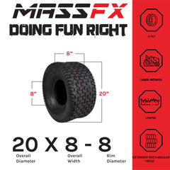 MASSFX 20x8-8 Lawn Mower Tire 20x8 Tractor Mower Single Tire 20x8x8 Lawn & Garden