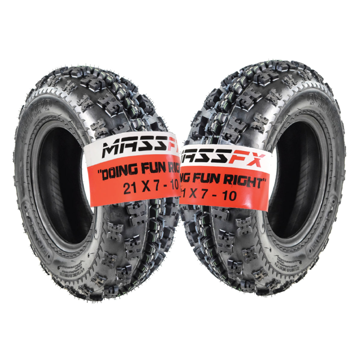 MASSFX 21x7-10 Front Tire Set for ATV, UTV, & SxS-4-Ply w/ 15mm Tread Depth-2pk