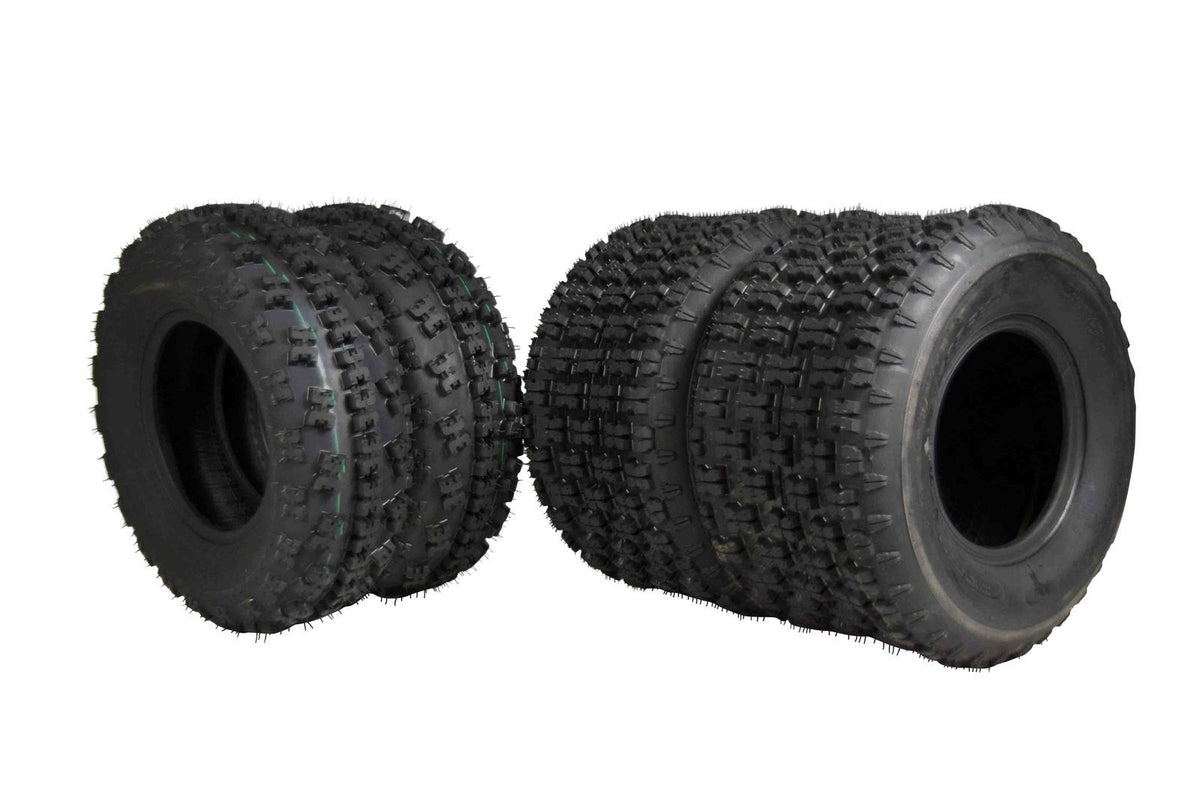 MASSFX 21x7-10 Front (2) & 20x11-9 Rear (2) Tires for ATV, UTV, & SxS (4-pk)