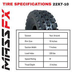 MASSFX ATV Single Tire 22x7-10 Front 4Ply 22inch