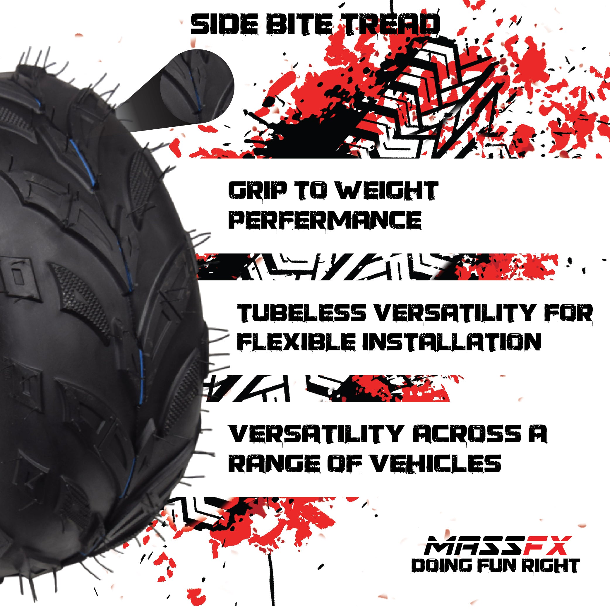 MASSFX 145/70-6 Tire for Go-Kart, Mini Bike, ATV, Lawn & Garden - 6-Ply