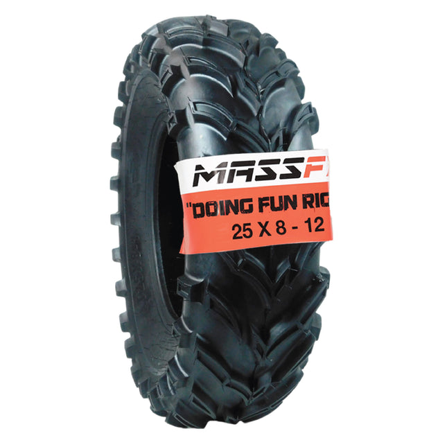 MASSFX 25x8-12 Front Tire for ATV, UTV, and SxS - 6-Ply with 1/2" Tread Depth