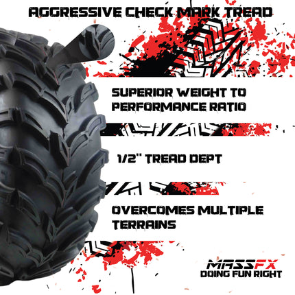 MASSFX 26x11-12 Rear Tires for ATV, UTV, & SxS-6-Ply w/ 1/2" Tread Depth (2-pk)