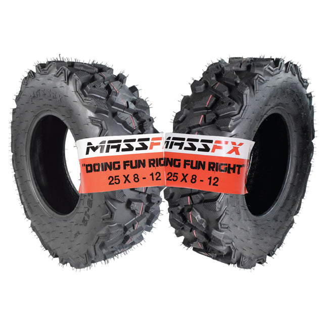 MASSFX QL251012 6PLY 25" 25x8-12 Front ATV Tire 25x8x12 Two Pack