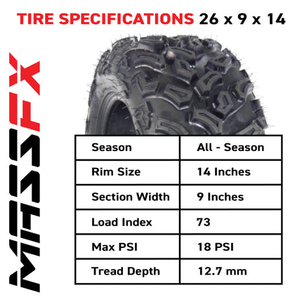 MASSFX SL Off-road Series 26x9-14 Front ATVs UTV and Side by Sides (SxS) Tire