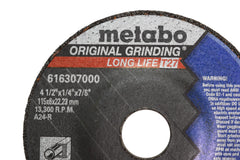 Metabo Grinding Wheels 616307000 4-1/2" x 1/4" A24R Type 27