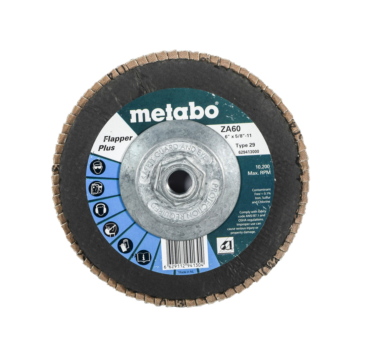 Metabo 629413000 6in Fiberglass Flap Disc