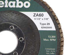 Metabo 629420000 4-1/2" Flapper Plus 60 7/8 T29 Fiberglass Flap Disc