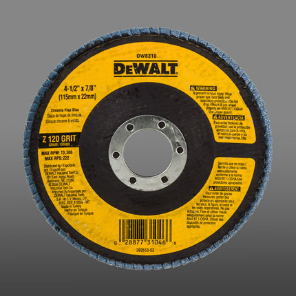 DeWalt 120g Type 29 High Performance Flap Disc, 4-1/2 in. x 7/8 in