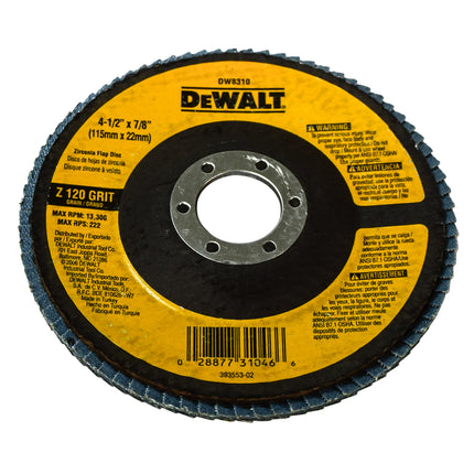 DeWalt 120g Type 29 High Performance Flap Disc, 4-1/2 in. x 7/8 in