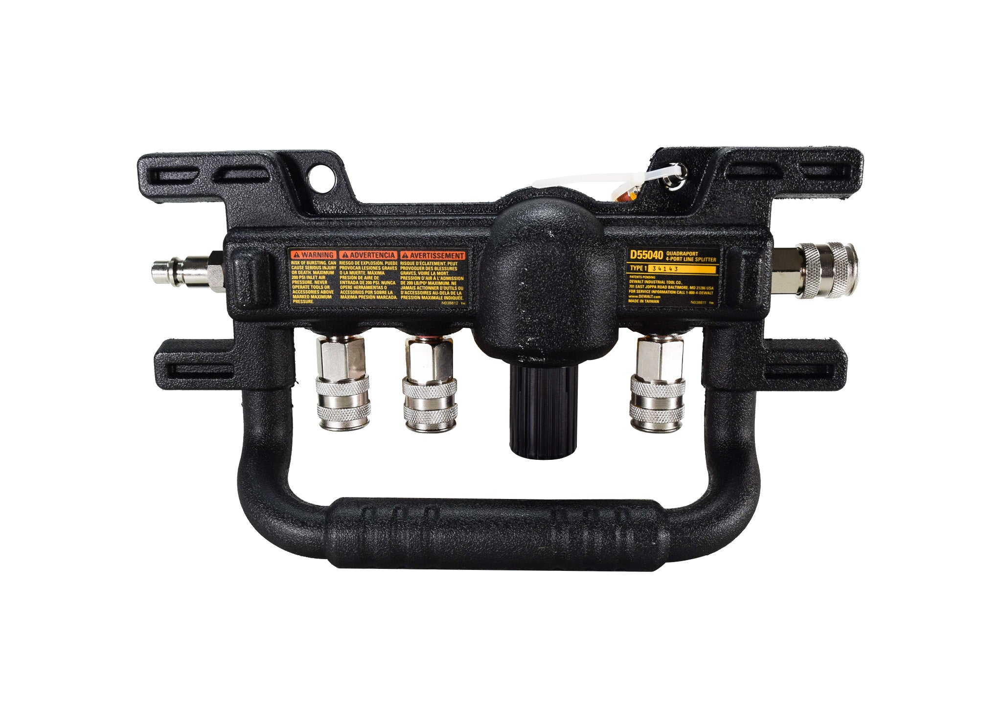 DeWalt D55040 Quadraport Air Line Splitter with Regulator and 1/4 in. Couplers
