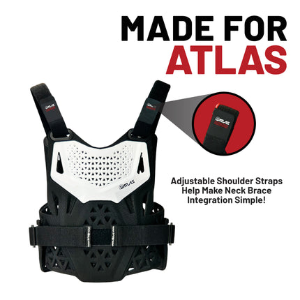Atlas Charger PeeWee White -A1010-00-000 CE Certified Compatible Chest Protector with Wrap-Around Design for Young Riders in Motocross, BMX, and Extreme Sports