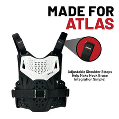 Atlas Charger PeeWee White -A1010-00-000 CE Certified Compatible Chest Protector with Wrap-Around Design for Young Riders in Motocross, BMX, and Extreme Sports