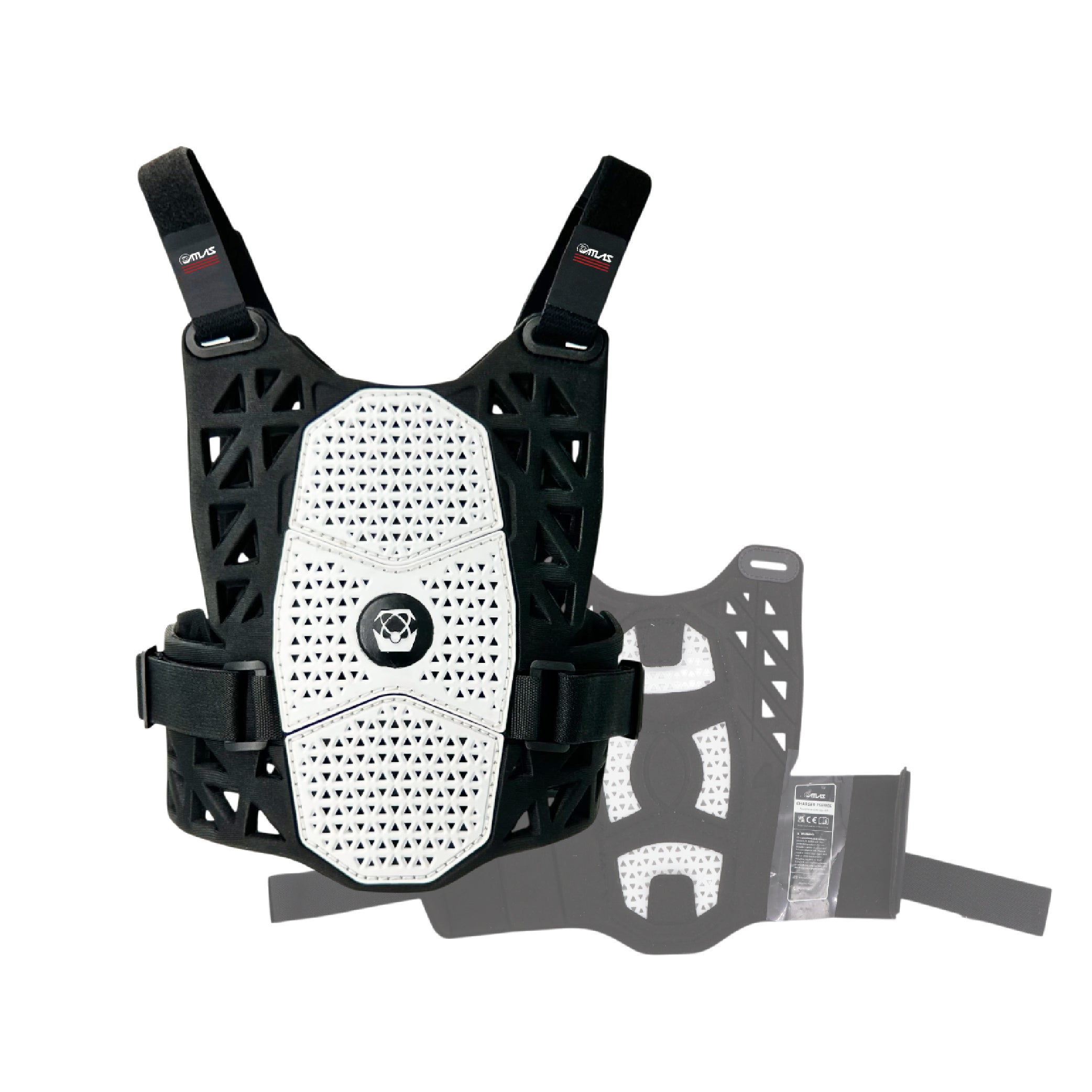 Atlas Charger PeeWee White -A1010-00-000 CE Certified Compatible Chest Protector with Wrap-Around Design for Young Riders in Motocross, BMX, and Extreme Sports