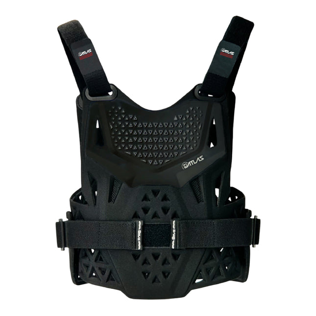 Atlas Charger PeeWee Black Chest Protector –A1010-01-000 CE Certified PeeWee Motocross Armor, Lightweight Upper Body Protection, Dirt Bike and BMX gear for young riders.
