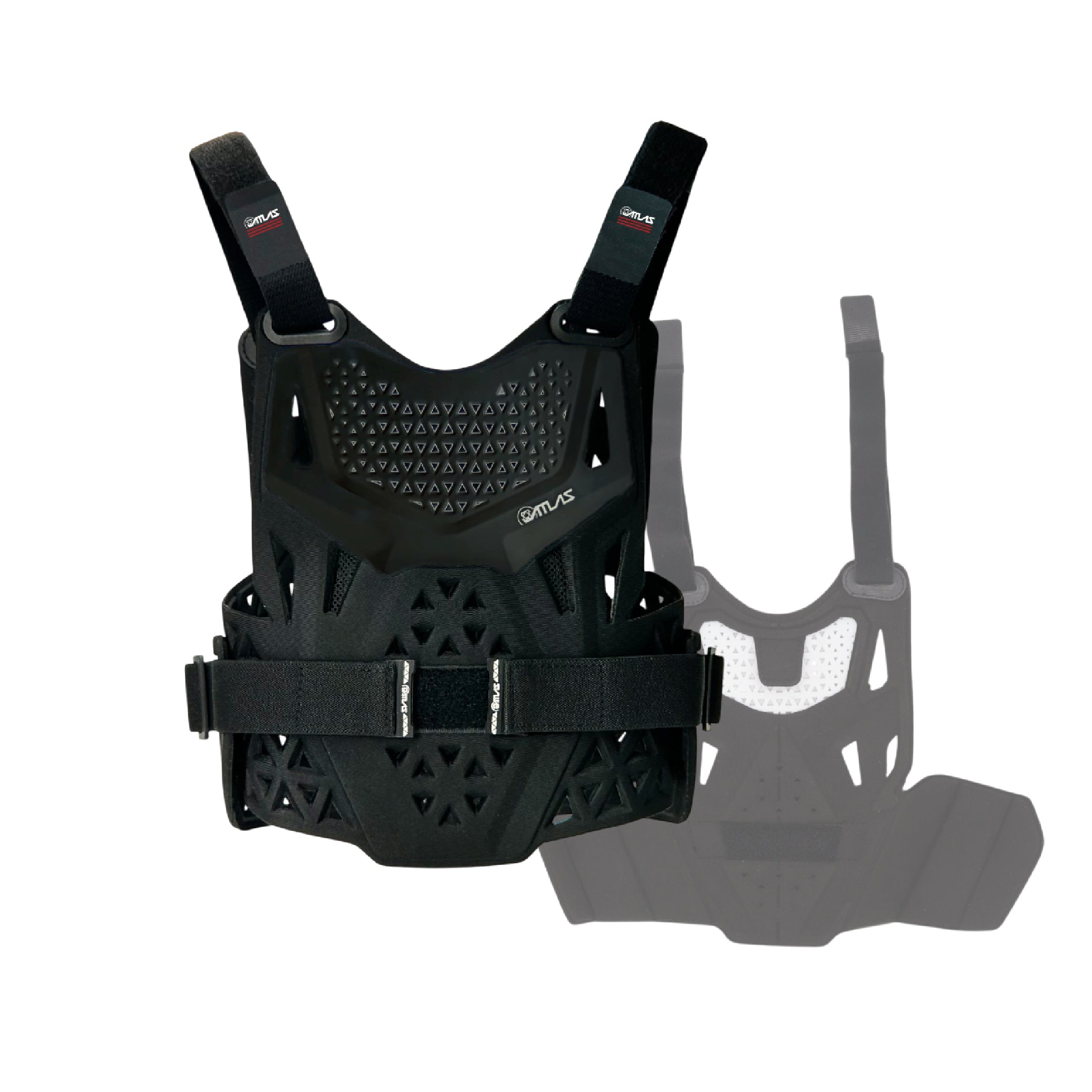 Atlas Charger PeeWee Black Chest Protector –A1010-01-000 CE Certified PeeWee Motocross Armor, Lightweight Upper Body Protection, Dirt Bike and BMX gear for young riders.