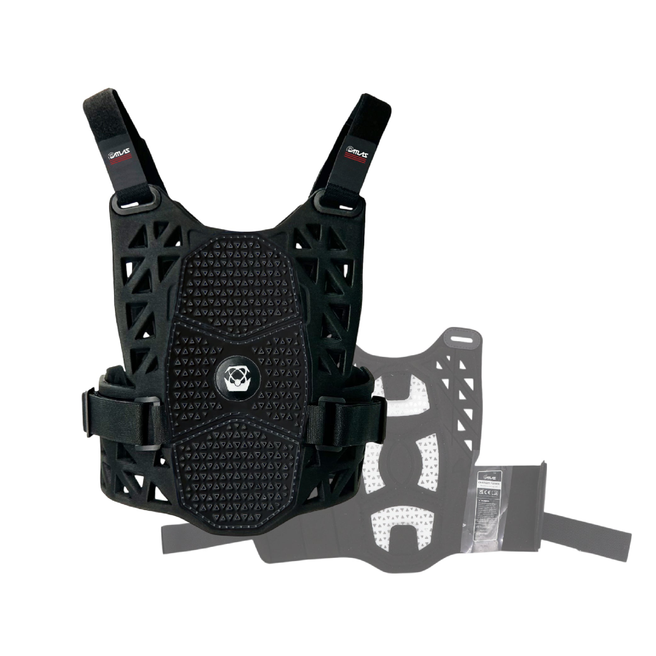 Atlas Charger PeeWee Black Chest Protector –A1010-01-000 CE Certified PeeWee Motocross Armor, Lightweight Upper Body Protection, Dirt Bike and BMX gear for young riders.
