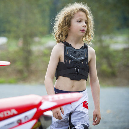 Atlas Charger PeeWee Black Chest Protector –A1010-01-000 CE Certified PeeWee Motocross Armor, Lightweight Upper Body Protection, Dirt Bike and BMX gear for young riders.