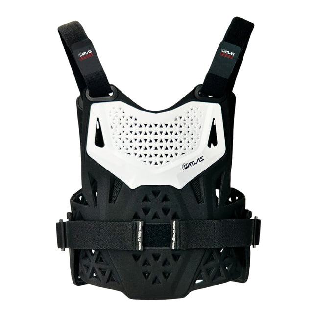 Atlas Charger PeeWee White -A1011-00-000 CE Level 1 Certified Chest Protector with Wrap-Around Design for Young Riders in Motocross, BMX, and Extreme Sports