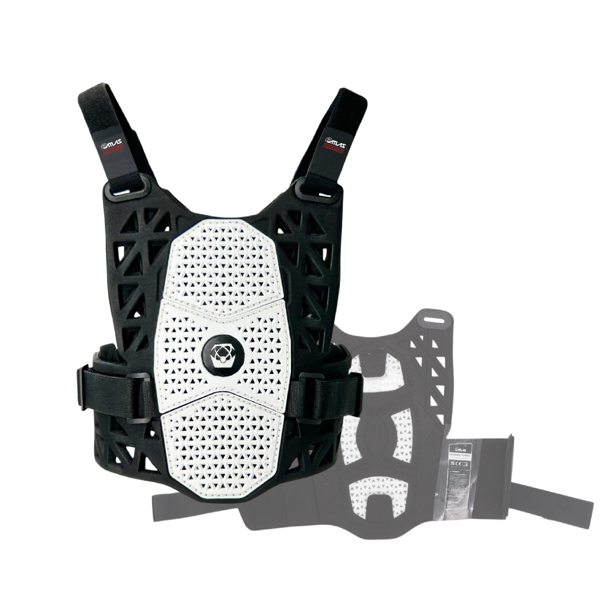 Atlas Charger PeeWee White -A1011-00-000 CE Level 1 Certified Chest Protector with Wrap-Around Design for Young Riders in Motocross, BMX, and Extreme Sports