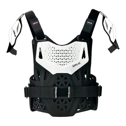 Atlas Charger PeeWee White A1021-00-000 Chest Protector w/ Shoulder Coverage Motocross – CE Level 1 Certified Protection Gear, Lightweight, Upper Body Armor for Youth BMX Riders