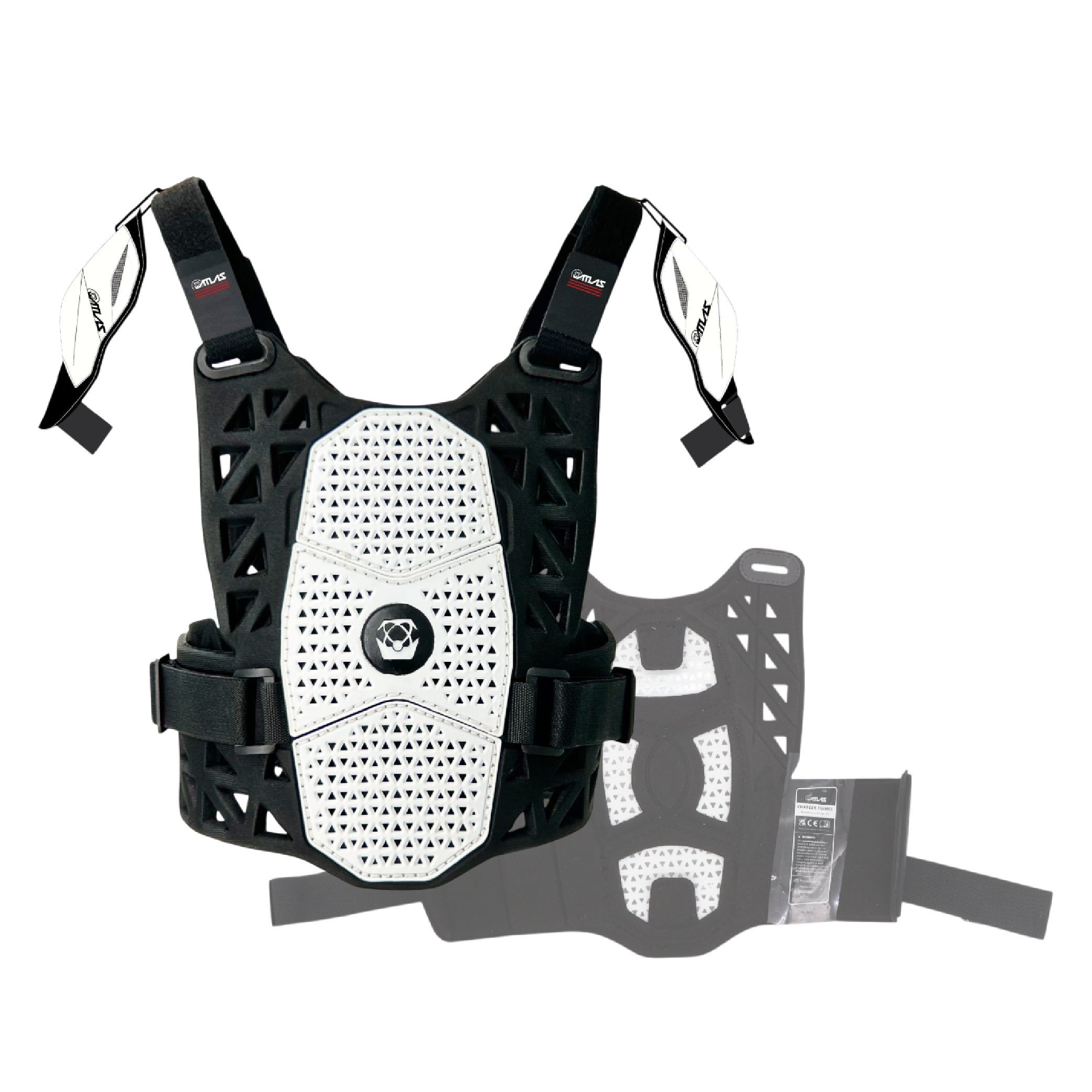 Atlas Charger PeeWee White A1021-00-000 Chest Protector w/ Shoulder Coverage Motocross – CE Level 1 Certified Protection Gear, Lightweight, Upper Body Armor for Youth BMX Riders