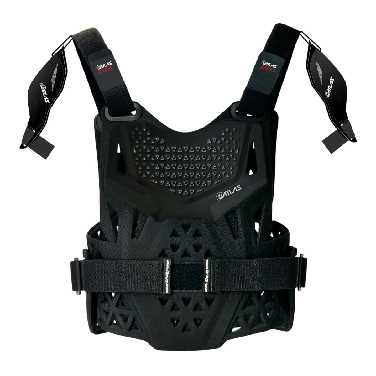 Atlas Charger PeeWee Black Chest Protector w/ Shoulder Coverage Motocross –A1021-01-000 CE Level 1 Certified Protection Gear, Lightweight, Upper Body Armor for Youth BMX Riders