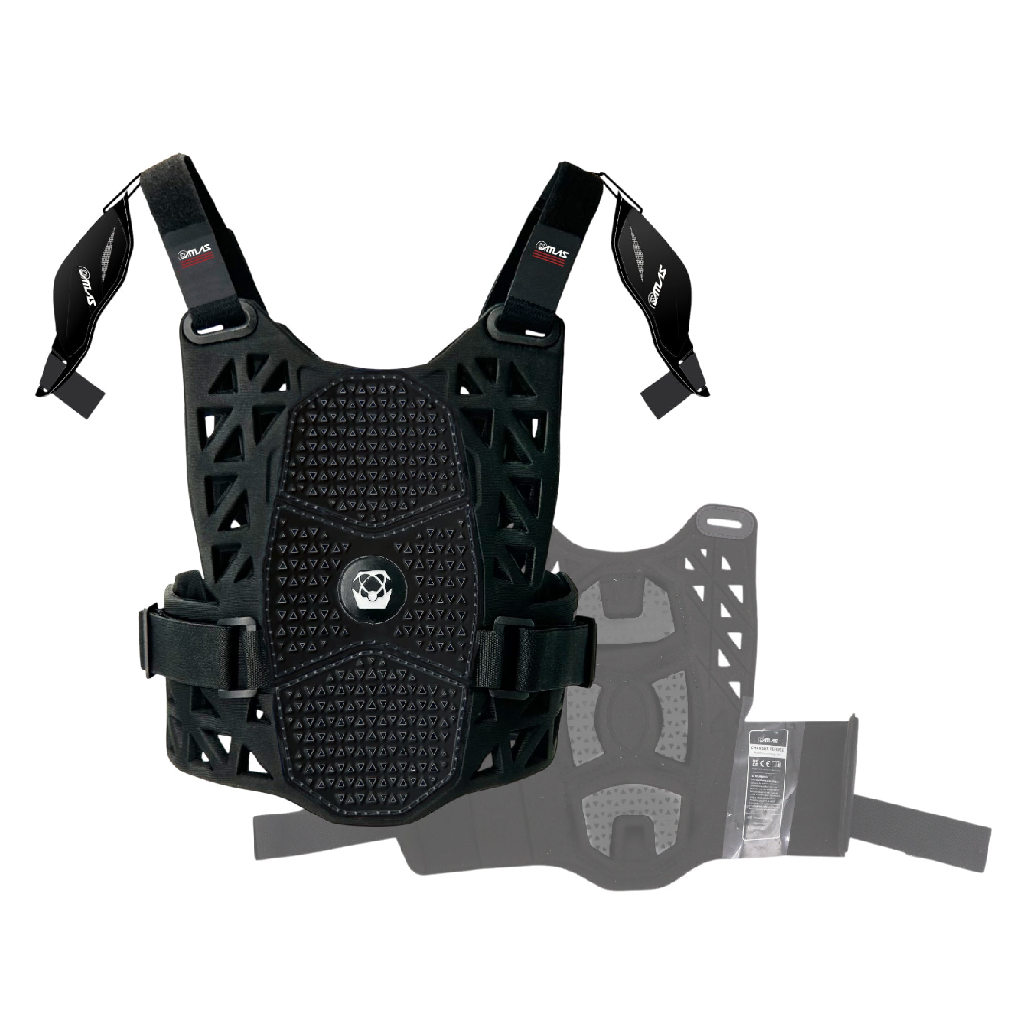 Atlas Charger PeeWee Black Chest Protector w/ Shoulder Coverage Motocross –A1021-01-000 CE Level 1 Certified Protection Gear, Lightweight, Upper Body Armor for Youth BMX Riders