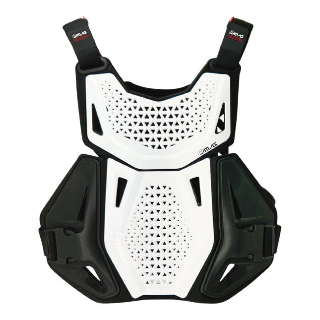 Atlas Charger Youth White Chest Protector (A1030-00-000)  CE Stoneshield Certified, Lightweight Youth Motocross & BMX Gear with Full Chest, Back, and Side Protection