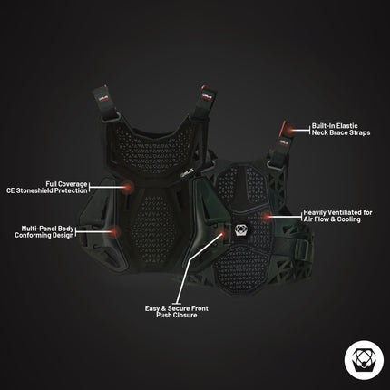 Atlas Charger Youth White Chest Protector ( A1041-00-000) with CE Level 1 Certified Pads and Shoulder Guards, Premium Youth Motocross Gear, Full Side Coverage