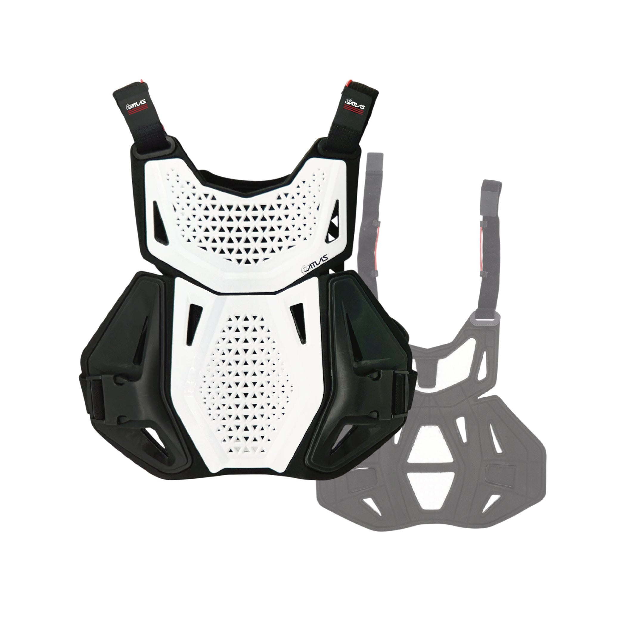 Atlas Charger Youth White Chest Protector (A1031-00-000) CE Level 1 Certified, Lightweight Motocross & BMX Youth Gear with Full Chest, Back, and Side Protection