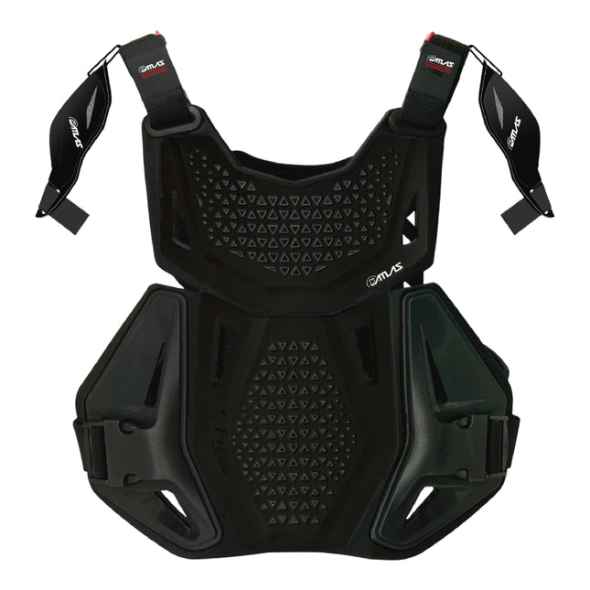 Atlas Charger Youth Black Chest Protector ( A1041-01-000) with CE Level 1 Pads and Shoulder Guards, Premium Youth Motocross Gear, Full Side Coverage