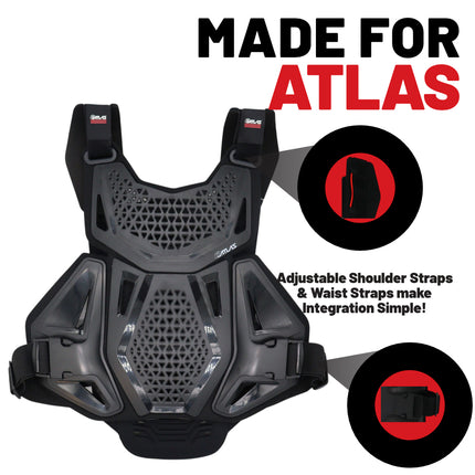 Atlas Charger Youth Hybrid Ai Chest & Back Protector - Black - Adapted Impact Ai Technology Roost Guard - CE level 2: EN 1621-3 level 2 chest / EN 1621-2 Level 2 back - Youth MX Off-Road Body Armor