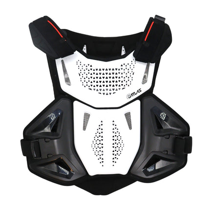 Atlas Defender 2.0 Chest & Back Protector - White S/M - Multi-Panel Hardshell Roost Guard - CE Stoneshield EN 14021 - MX Dirt Bike Off-Road Body Armor