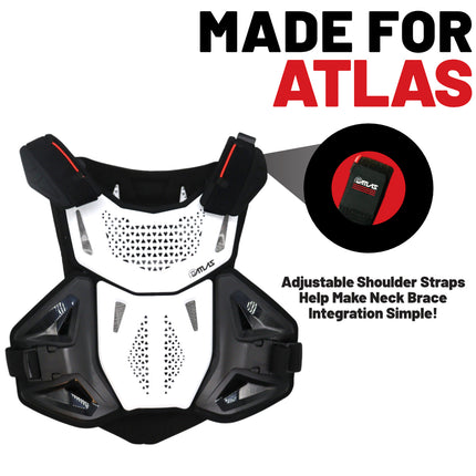 Atlas Defender 2.0 Chest & Back Protector - White S/M - Multi-Panel Hardshell Roost Guard - CE Stoneshield EN 14021 - MX Dirt Bike Off-Road Body Armor