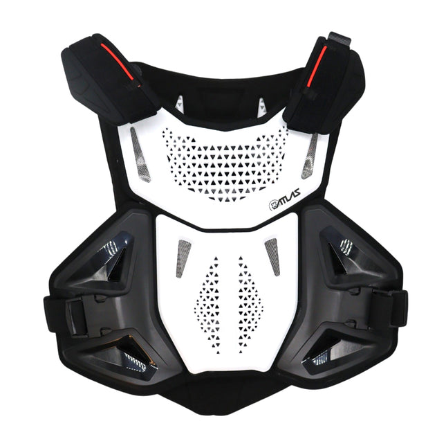 Atlas Defender 2.0 Chest & Back Protector - White L/XL - Multi-Panel Hardshell Roost Guard - CE Stoneshield EN 14021 - MX Dirt Bike Off-Road Body Armor
