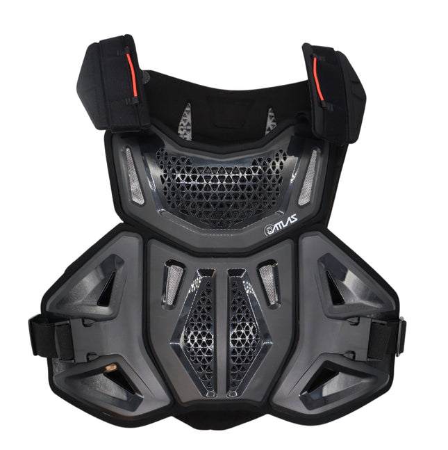 Atlas Defender 2.0 Chest & Back Protector - black S/M - Multi-Panel Hardshell Roost Guard - CE Stoneshield EN 14021 - MX Dirt Bike Off-Road Body Armor