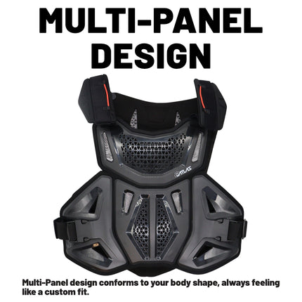 Atlas Defender 2.0 Chest & Back Protector - black S/M - Multi-Panel Hardshell Roost Guard - CE Stoneshield EN 14021 - MX Dirt Bike Off-Road Body Armor
