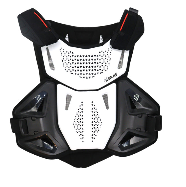 Atlas Defender 2.0 Chest & Back Protector - White S/M - Multi-Panel Hardshell Roost Guard - CE EN 1621-3 Level 1 Chest / EN 1621-2 Level 1 Back - MX Dirt Bike Off-Road Body Armor