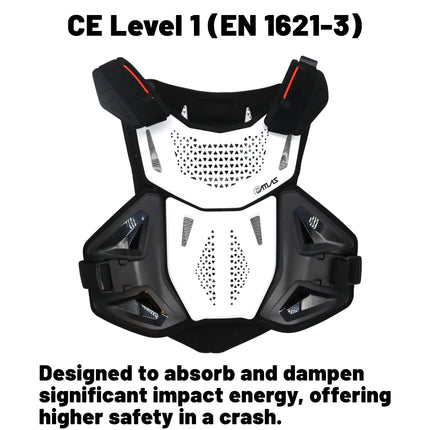 Atlas Defender 2.0 Chest & Back Protector - White L/XL - Multi-Panel Hardshell Roost Guard - CE EN 1621-3 Level 1 Chest / EN 1621-2 Level 1 Back - MX Dirt Bike Off-Road Body Armor