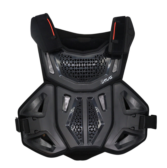 Atlas Defender 2.0 Chest & Back Protector - Black S/M - Multi-Panel Hardshell Roost Guard - CE EN 1621-3 Level 1 Chest / EN 1621-2 Level 1 Back - MX Dirt Bike Off-Road Body Armor