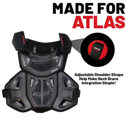 Atlas Defender 2.0 Chest & Back Protector - Black S/M - Multi-Panel Hardshell Roost Guard - CE EN 1621-3 Level 1 Chest / EN 1621-2 Level 1 Back - MX Dirt Bike Off-Road Body Armor