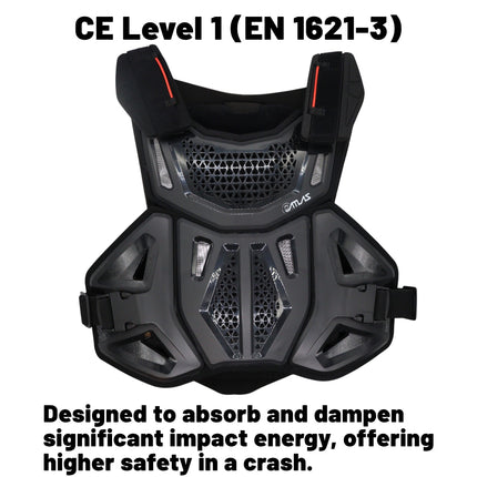 Atlas Defender 2.0 Chest & Back Protector - Black L/XL - Multi-Panel Hardshell Roost Guard - CE EN 1621-3 Level 1 Chest / EN 1621-2 Level 1 Back - MX Dirt Bike Off-Road Body Armor