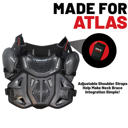 Atlas Defender 2.0 Chest & Back Protector Plus Shoulders - Black S/M - Multi-Panel Hardshell Roost Guard - CE Stoneshield EN 14021 - MX Off-Road Body Armor