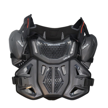 Atlas Defender 2.0 Chest & Back Protector Plus Shoulders - Black L/XL - Multi-Panel Hardshell Roost Guard - CE Stoneshield EN 14021 - MX Off-Road Body Armor