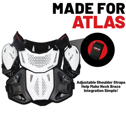 Atlas Defender 2.0 Chest & Back Protector Plus Shoulders - White S/M - Multi-Panel Hardshell Roost Guard - CE EN 1621-3 Level 1 Chest / EN 1621-2 Level 1 Back - MX Off-Road Body Armor