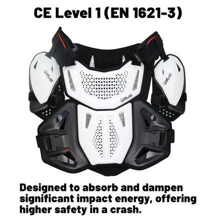 Atlas Defender 2.0 Chest & Back Protector Plus Shoulders - White S/M - Multi-Panel Hardshell Roost Guard - CE EN 1621-3 Level 1 Chest / EN 1621-2 Level 1 Back - MX Off-Road Body Armor