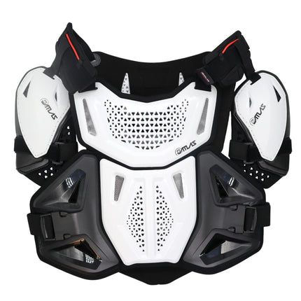 Atlas Defender 2.0 Chest & Back Protector Plus Shoulders - White L/XL - Multi-Panel Hardshell Roost Guard - CE EN 1621-3 Level 1 Chest / EN 1621-2 Level 1 Back - MX  Off-Road Body Armor